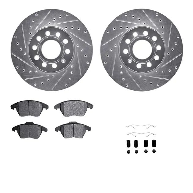R1 Concepts WGYH1-74079 eLINE Rotor - Drilled & Slotted - Silver W/ Semi-Met Pads
